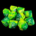 Chessex Gemini Green & Yellow 10 x D10 Dice Set