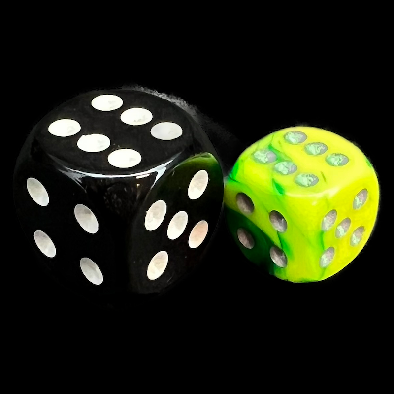 Chessex Gemini Green & Yellow 12mm D6 Spot Dice