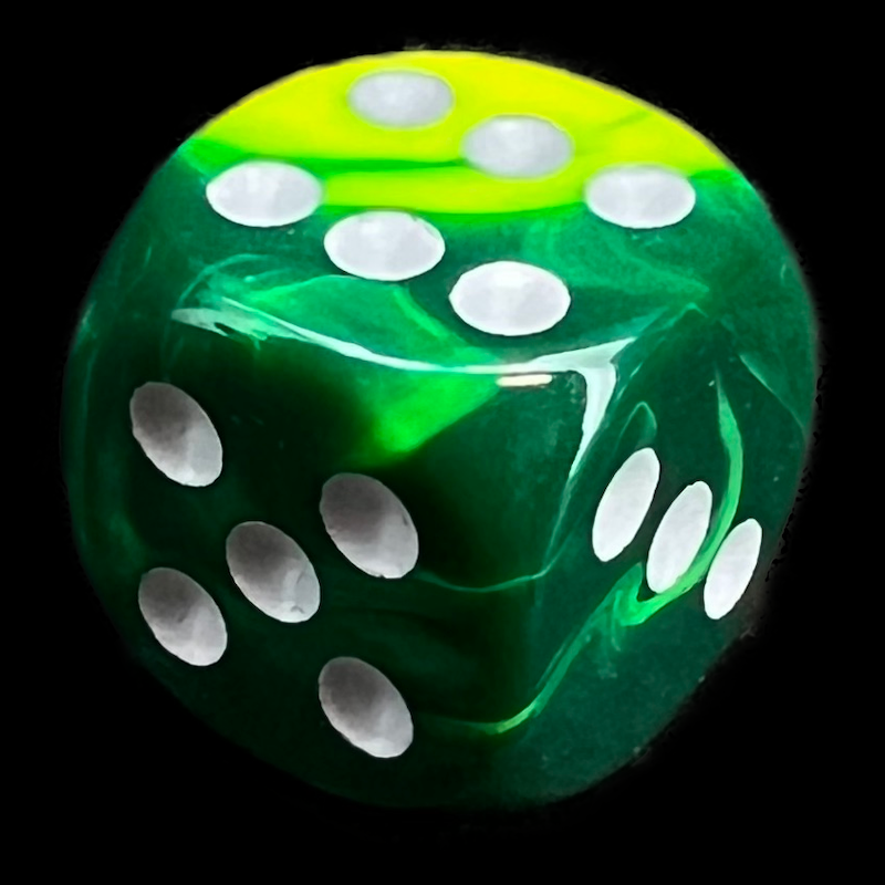 Chessex Gemini Green & Yellow 16mm D6 Spot Dice