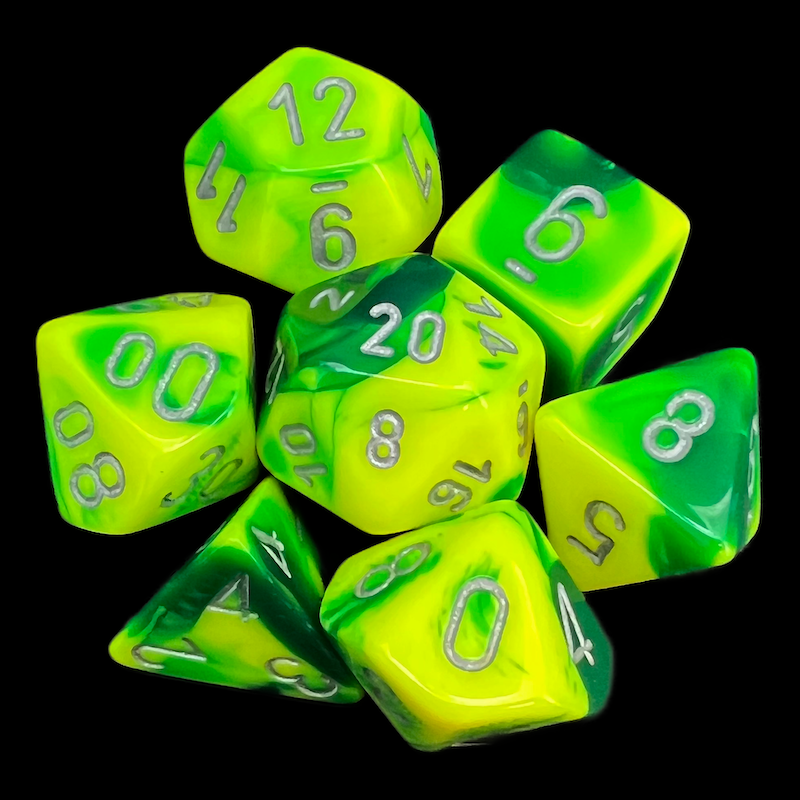 Chessex Gemini Green & Yellow 7 Dice Polyset