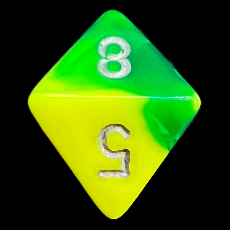 Chessex Gemini Green & Yellow D8 Dice