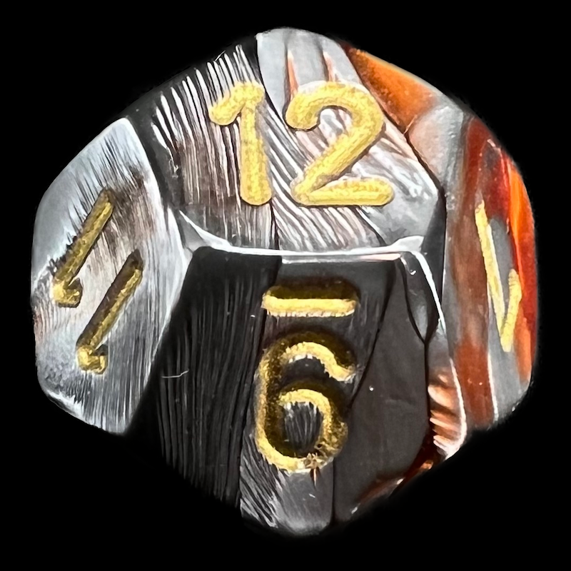 Chessex Gemini Orange & Steel D12 Dice - Discontinued