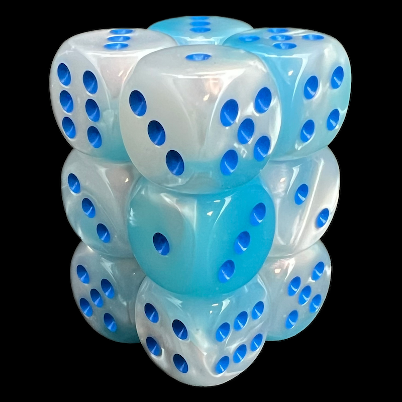 Chessex Gemini Pearl Turquoise & White 12 x D6 Dice Set