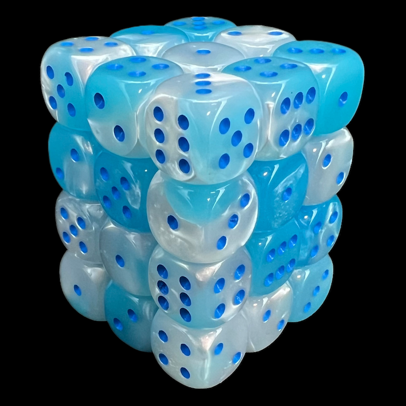 Chessex Gemini Pearl Turquoise & White 36 x D6 Dice Set