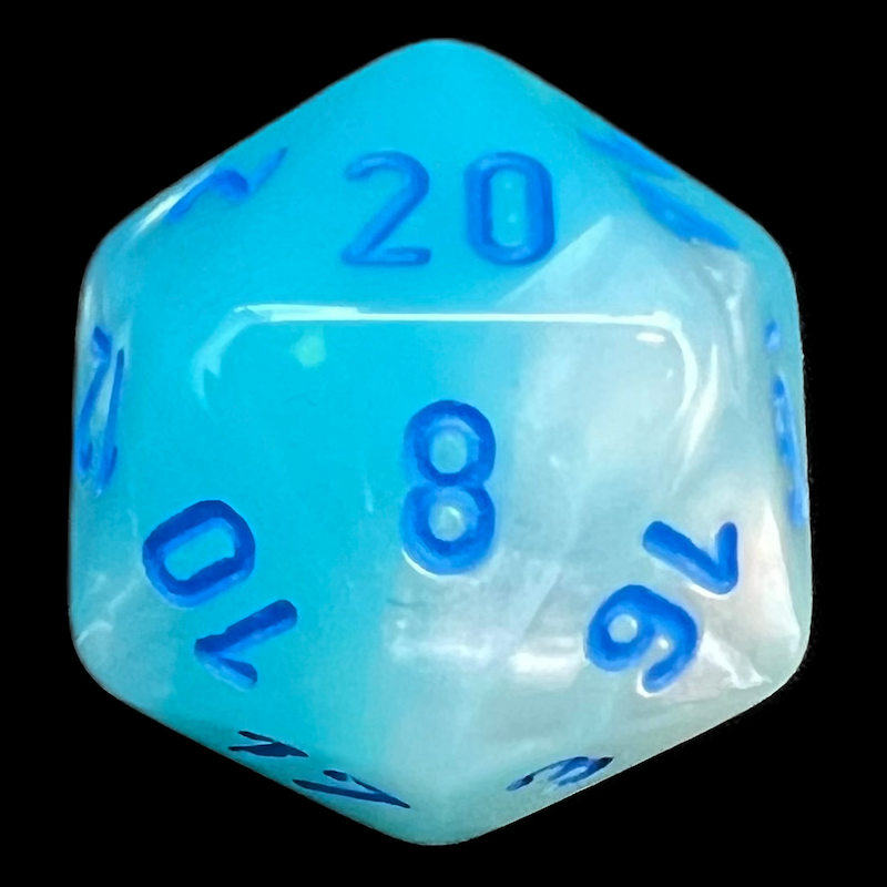 Chessex Gemini Pearl Turquoise & White D20 Dice