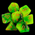 Chessex Gemini Plasma Green & Teal Luminary Glow In Dark 7 Dice Polyset