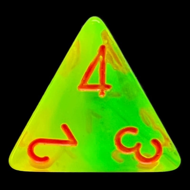 Chessex Gemini Plasma Green & Teal Luminary Glow In Dark D4 Dice