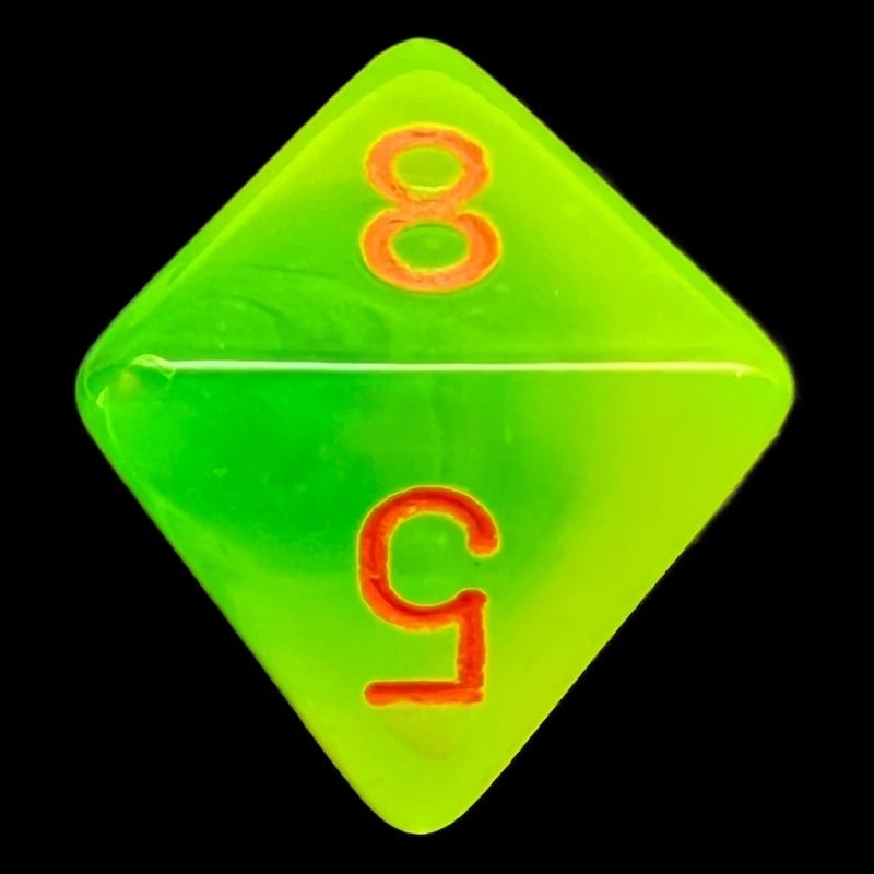 Chessex Gemini Plasma Green & Teal Luminary Glow In Dark D8 Dice