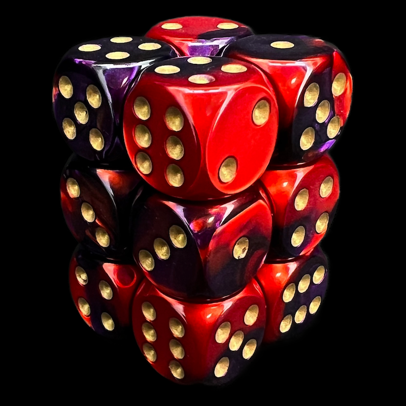 Chessex Gemini Purple & Red 12 x D6 Dice Set