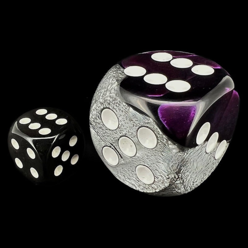 Chessex Gemini Purple & Steel with White BIG 30mm D6 Spot Dice