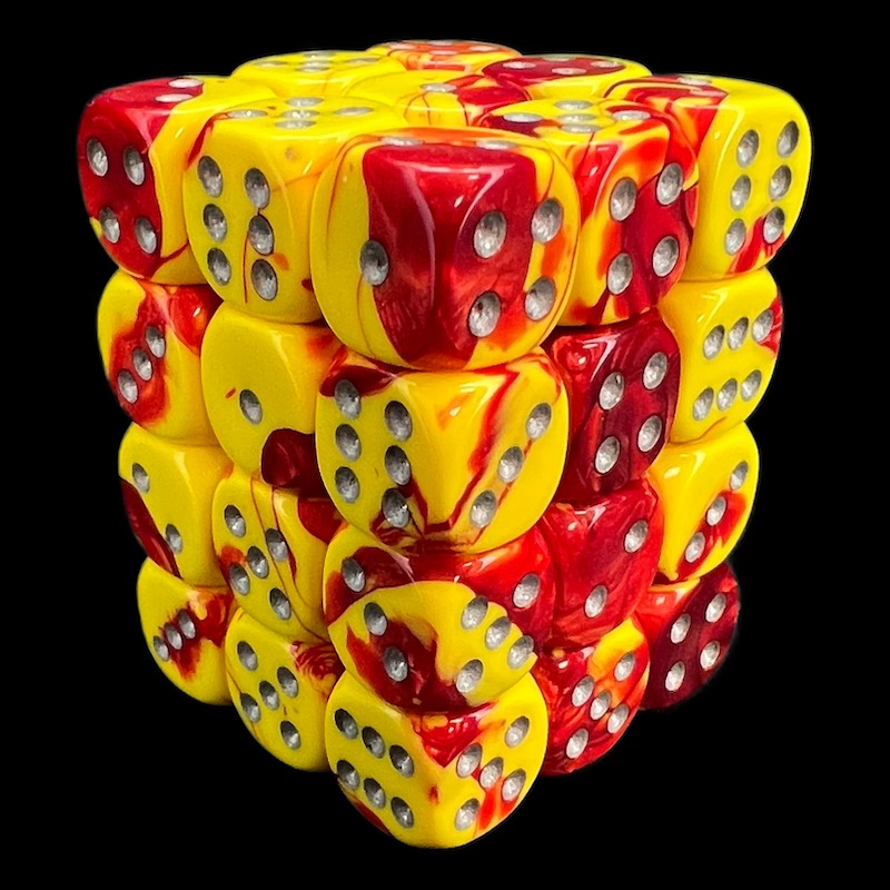 Chessex Gemini Red & Yellow 36 x D6 Dice Set