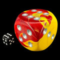 Chessex Gemini Red & Yellow with Silver MASSIVE 50mm D6 Spot Dice