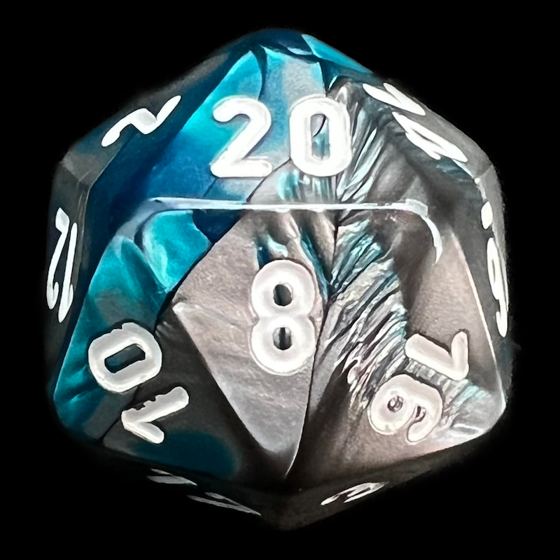 Chessex Gemini Steel & Teal D20 Dice