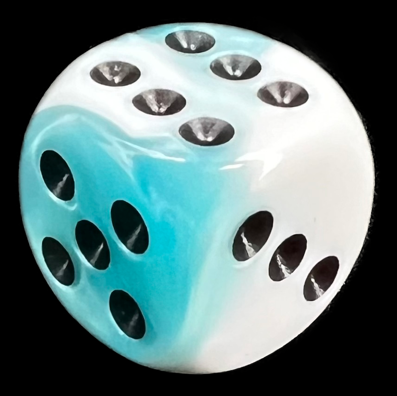 Chessex Gemini Teal & White 16mm D6 Spot Dice - Discontinued