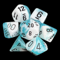 Chessex Gemini Teal & White 7 Dice Polyset - Discontinued