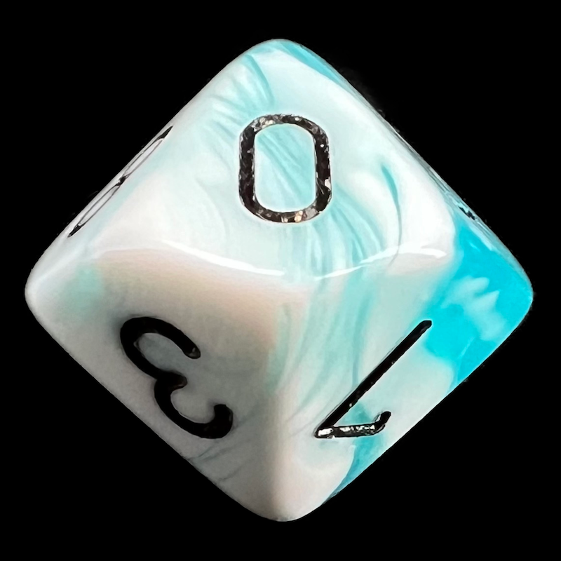 Chessex Gemini Teal & White D10 Dice - Discontinued