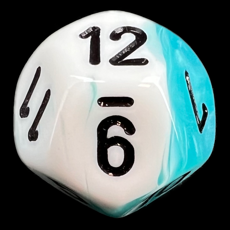 Chessex Gemini Teal & White D12 Dice - Discontinued