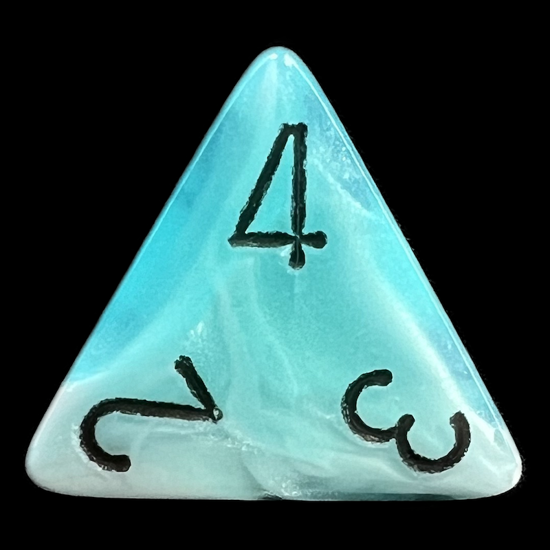 Chessex Gemini Teal & White D4 Dice - Discontinued