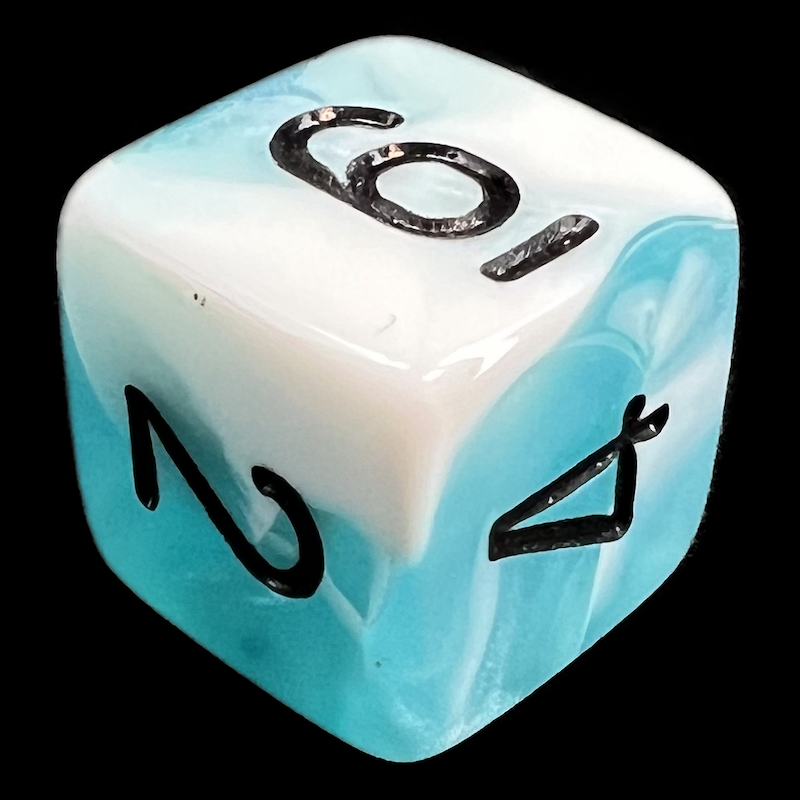 Chessex Gemini Teal & White D6 Dice - Discontinued