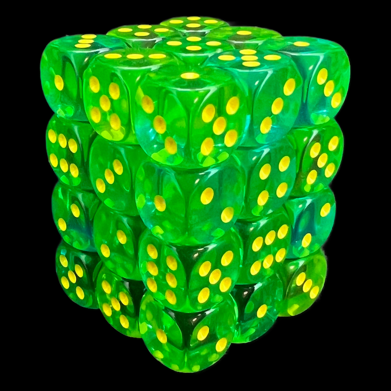 Chessex Gemini Translucent Green & Teal 36 x D6 Dice Set