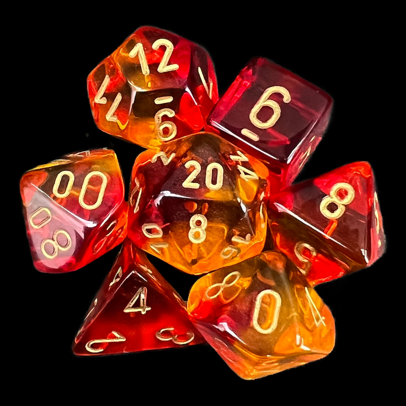 Chessex Gemini Translucent Red & Yellow 7 Dice Polyset