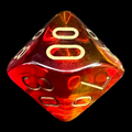 Chessex Gemini Translucent Red & Yellow Percentile Dice