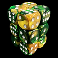 Chessex Gemini Gold & Green 12 x D6 Dice Set - Discontinued