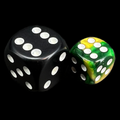 Chessex Gemini Gold & Green 12mm D6 Spot Dice - Discontinued