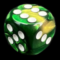 Chessex Gemini Gold & Green 16mm D6 Spot Dice - Discontinued