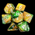 Chessex Gemini Gold & Green 7 Dice Polyset - Discontinued