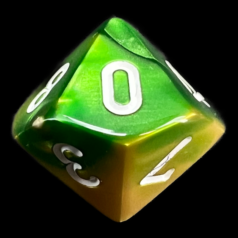 Chessex Gemini Gold & Green D10 Dice - Discontinued