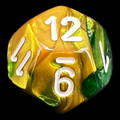Chessex Gemini Gold & Green D12 Dice - Discontinued