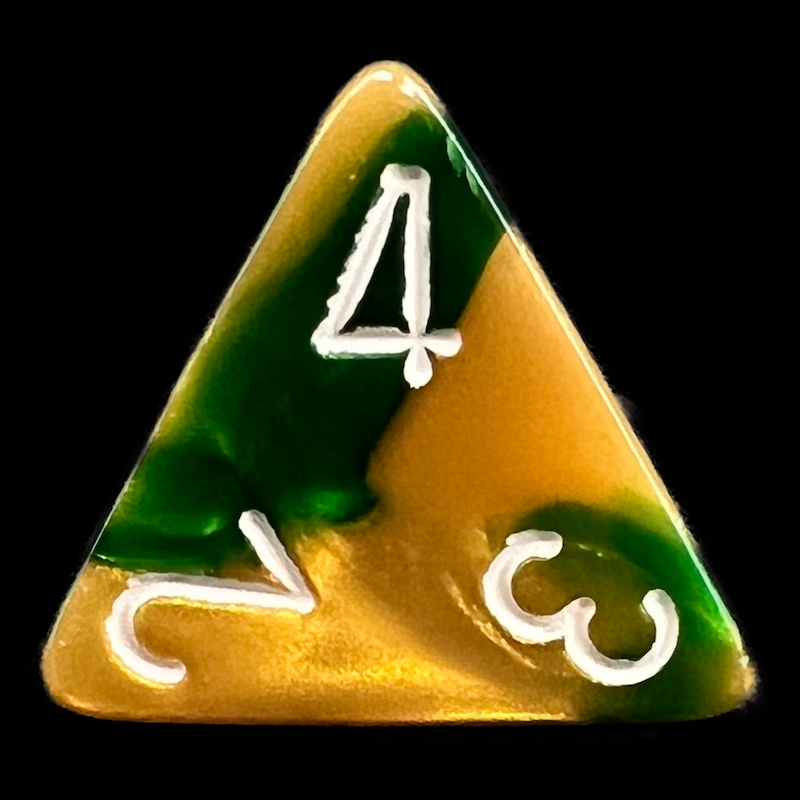 Chessex Gemini Gold & Green D4 Dice - Discontinued