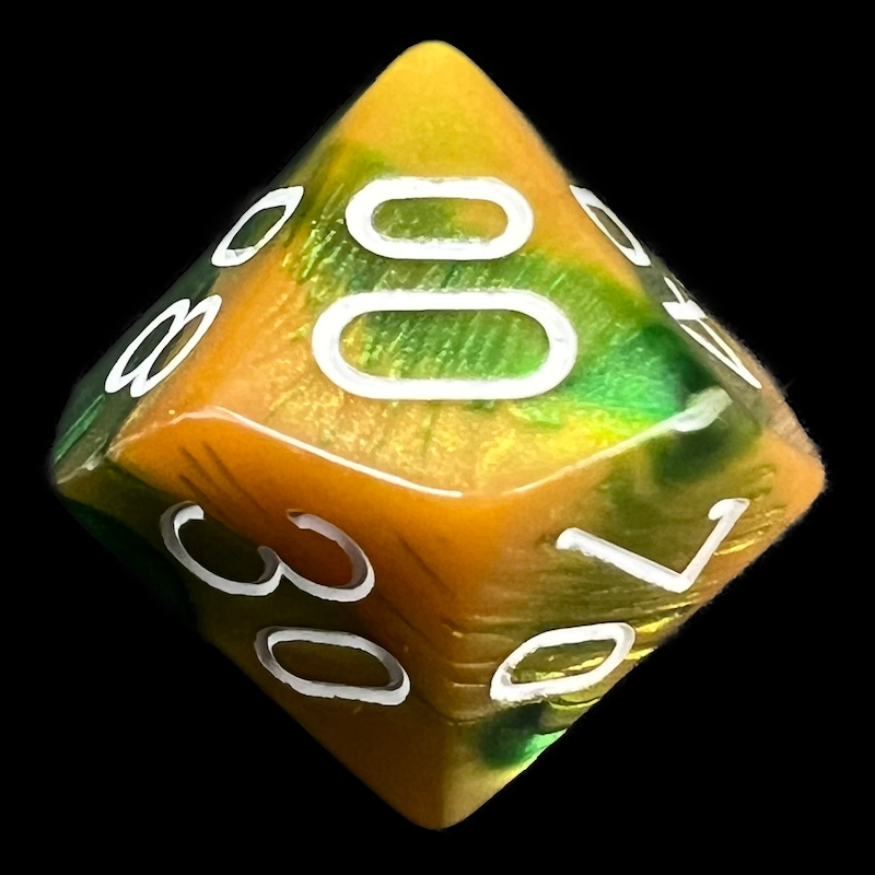 Chessex Gemini Gold & Green Percentile Dice - Discontinued