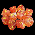Chessex Ghostly Glow Orange 10 x D10 Dice Set - Discontinued