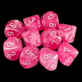 Chessex Ghostly Glow Pink & Silver 10 x D10 Dice Set