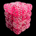 Chessex Ghostly Glow Pink & Silver 36 x D6 Dice Set