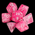 Chessex Ghostly Glow Pink & Silver 7 Dice Polyset