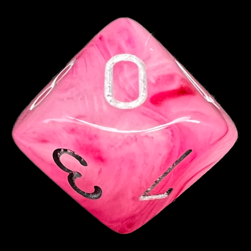 Chessex Ghostly Glow Pink & Silver D10 Dice