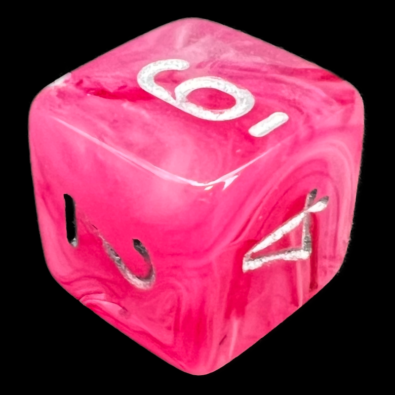 Chessex Ghostly Glow Pink & Silver D6 Dice