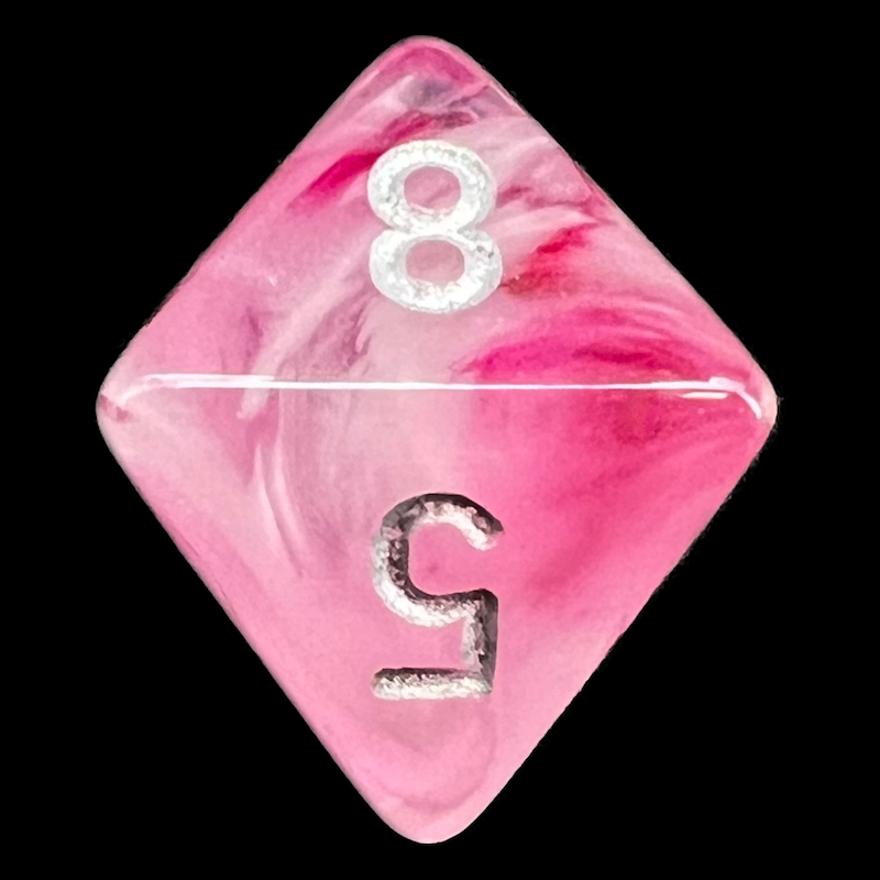 Chessex Ghostly Glow Pink & Silver D8 Dice