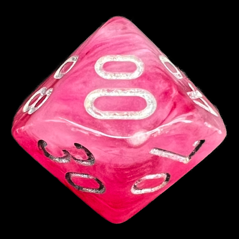 Chessex Ghostly Glow Pink & Silver Percentile Dice