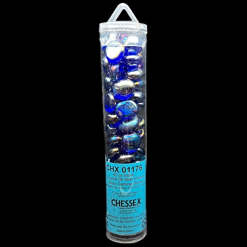 Chessex Crystal Dark Blue Iridized Glass Gaming Stones
