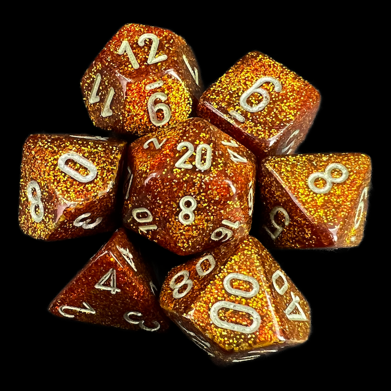 Chessex Glitter Gold & Silver 7 Dice Polyset