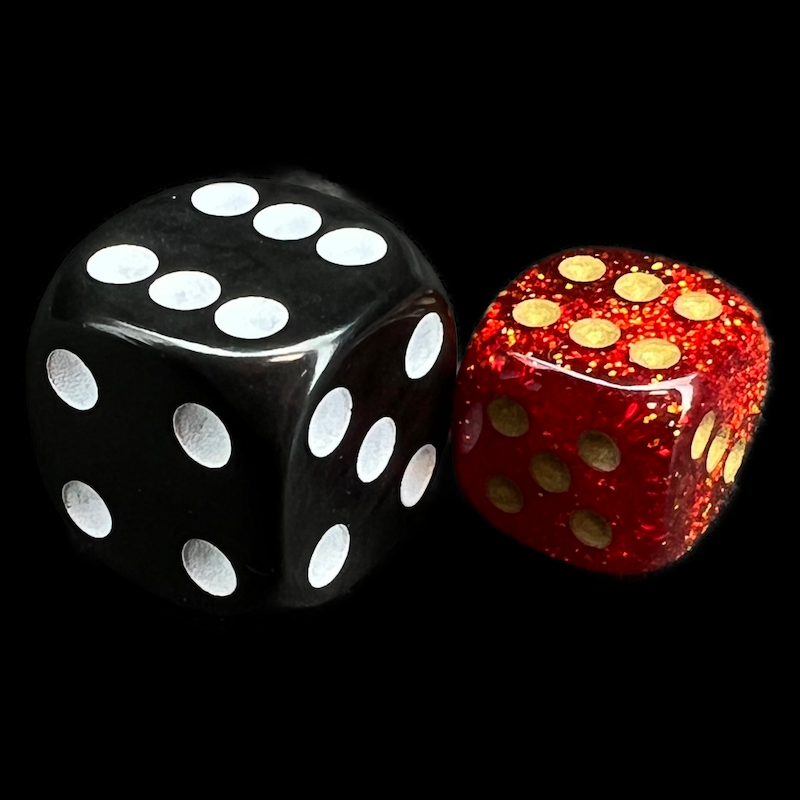 Chessex Glitter Ruby & Gold 12mm D6 Spot Dice