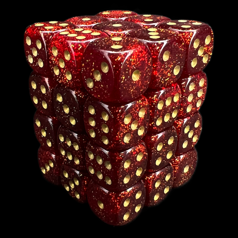 Chessex Glitter Ruby & Gold 36 x D6 Dice Set