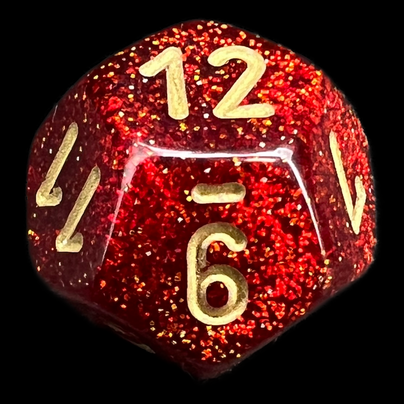 Chessex Glitter Ruby & Gold D12 Dice