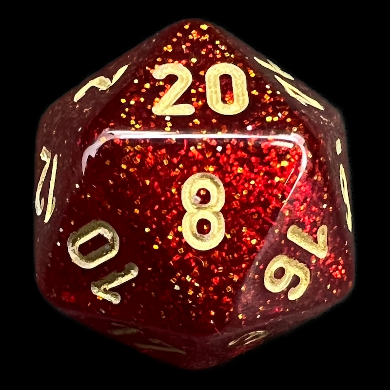 Chessex Glitter Ruby & Gold D20 Dice