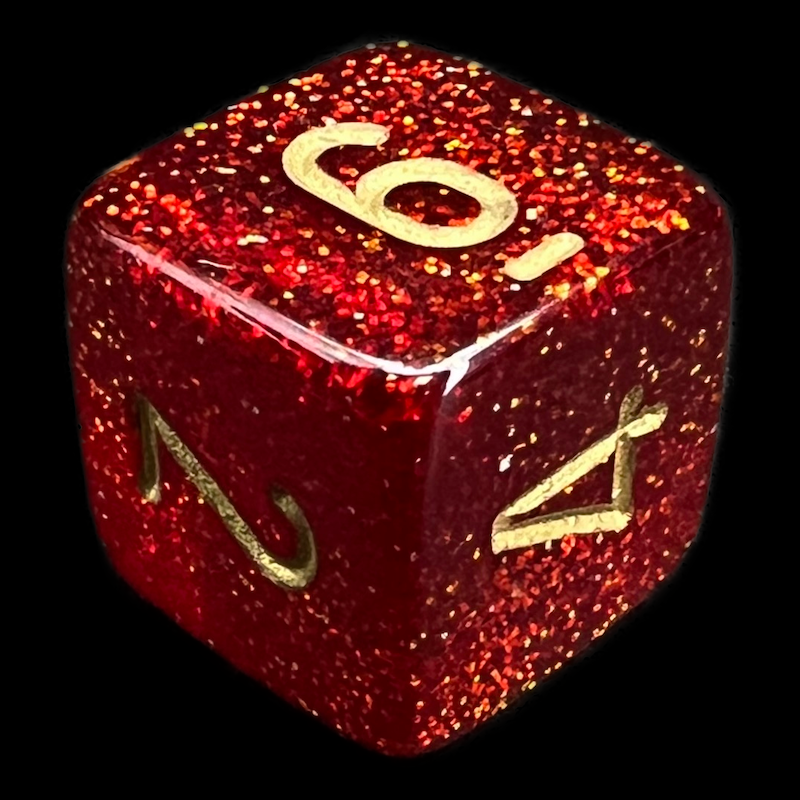 Chessex Glitter Ruby & Gold D6 Dice
