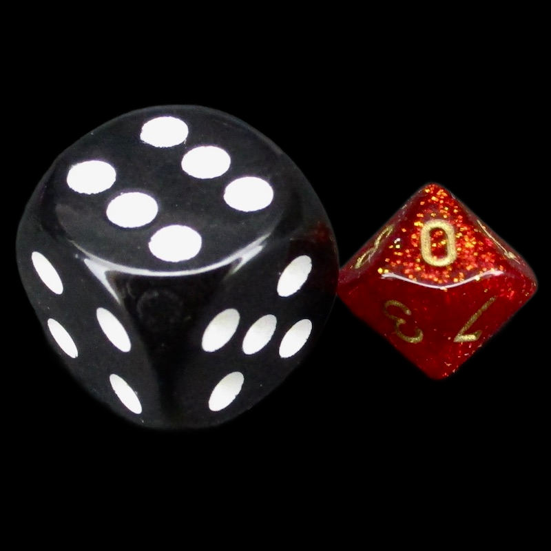 Chessex Glitter Ruby & Gold MINI-HEDRAL D10 Dice